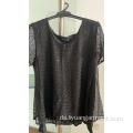 Mode Top Shirt schwarz Farbe mit Spitze